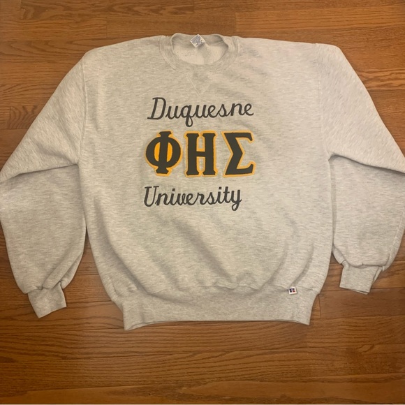 Vintage 90’s Russell Athletics Duquesne University Fraternity Sweatshirt Size L - Picture 1 of 5